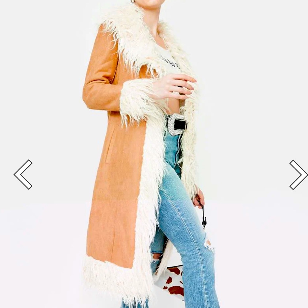 Dollskill Almost Famous Faux Fur Trench Coat Penny Lane Angelina Jolie